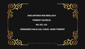 abogado Jose Antonio Mas Benlloch en la localidad de Torrent