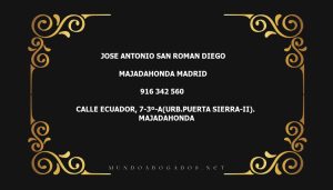 abogado Jose Antonio San Roman Diego en la localidad de Majadahonda