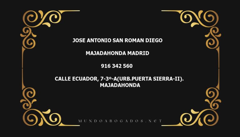 abogado Jose Antonio San Roman Diego en la localidad de Majadahonda