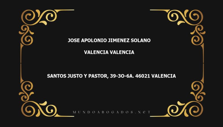 abogado Jose Apolonio Jimenez Solano en la localidad de Valencia