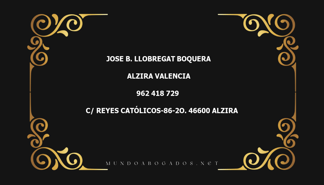 abogado Jose B. Llobregat Boquera en la localidad de Alzira