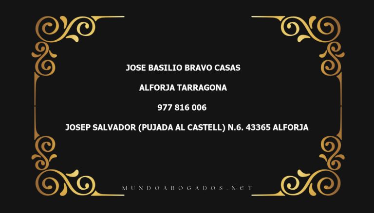 abogado Jose Basilio Bravo Casas en la localidad de Alforja