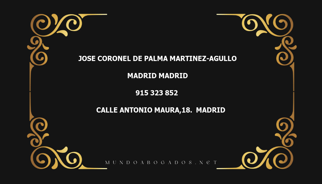 abogado Jose Coronel De Palma Martinez-Agullo en la localidad de Madrid