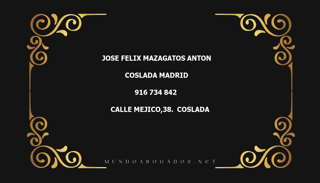 abogado Jose Felix Mazagatos Anton en la localidad de Coslada