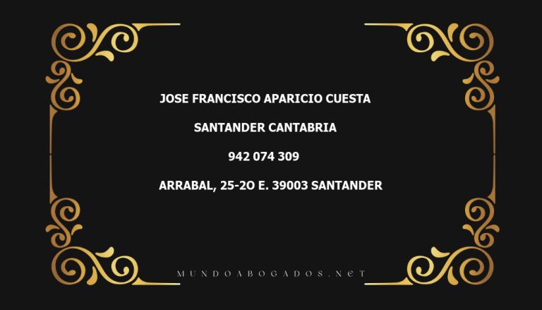 abogado Jose Francisco Aparicio Cuesta en la localidad de Santander