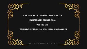 abogado Jose Garcia De Dionisio Montemayor en la localidad de Manzanares