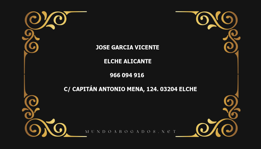 abogado Jose Garcia Vicente en la localidad de Elche