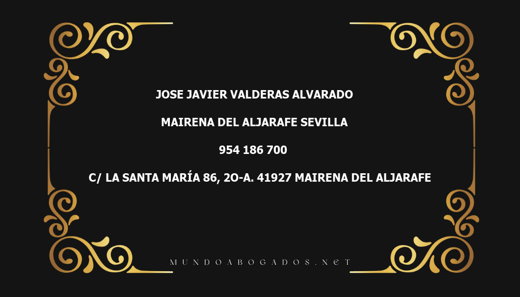 abogado Jose Javier Valderas Alvarado en la localidad de Mairena del Aljarafe