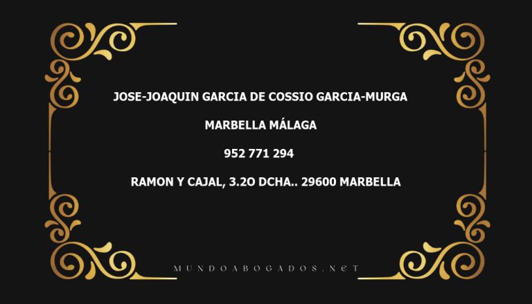 abogado Jose-Joaquin Garcia De Cossio Garcia-Murga en la localidad de Marbella