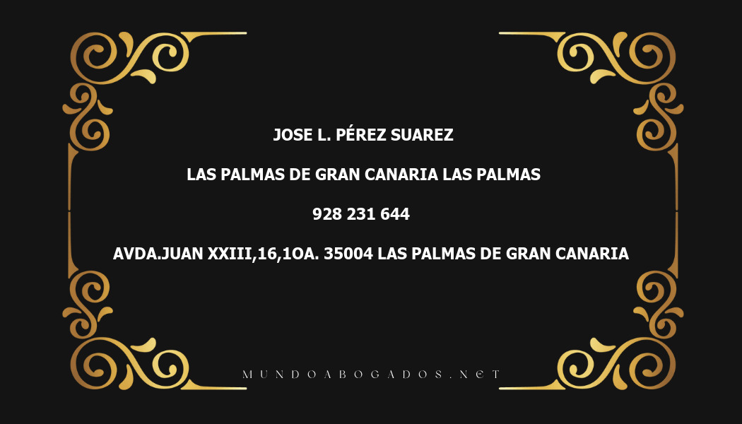 abogado Jose L. Pérez Suarez en la localidad de Las Palmas de Gran Canaria