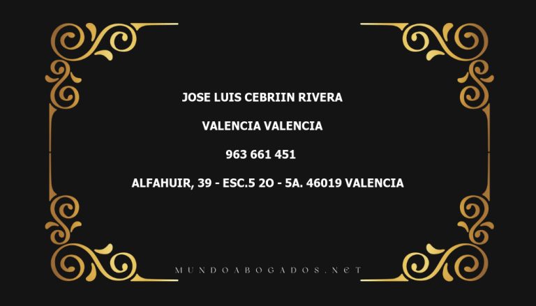 abogado Jose Luis Cebriin Rivera en la localidad de Valencia