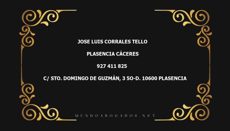 abogado Jose Luis Corrales Tello en la localidad de Plasencia