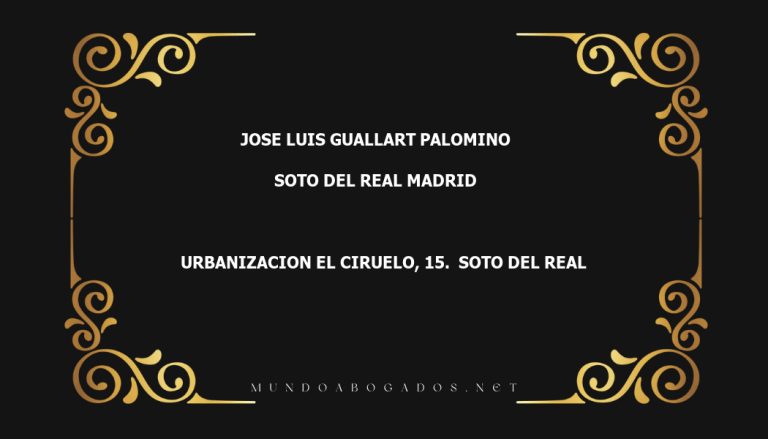 abogado Jose Luis Guallart Palomino en la localidad de Soto del Real