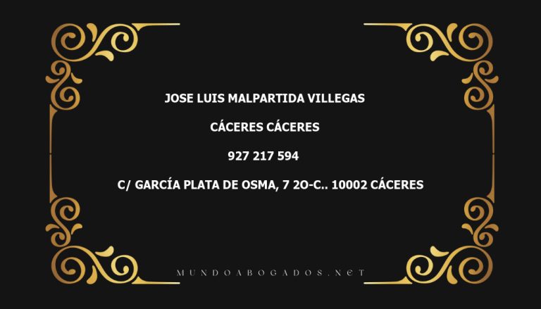 abogado Jose Luis Malpartida Villegas en la localidad de Cáceres