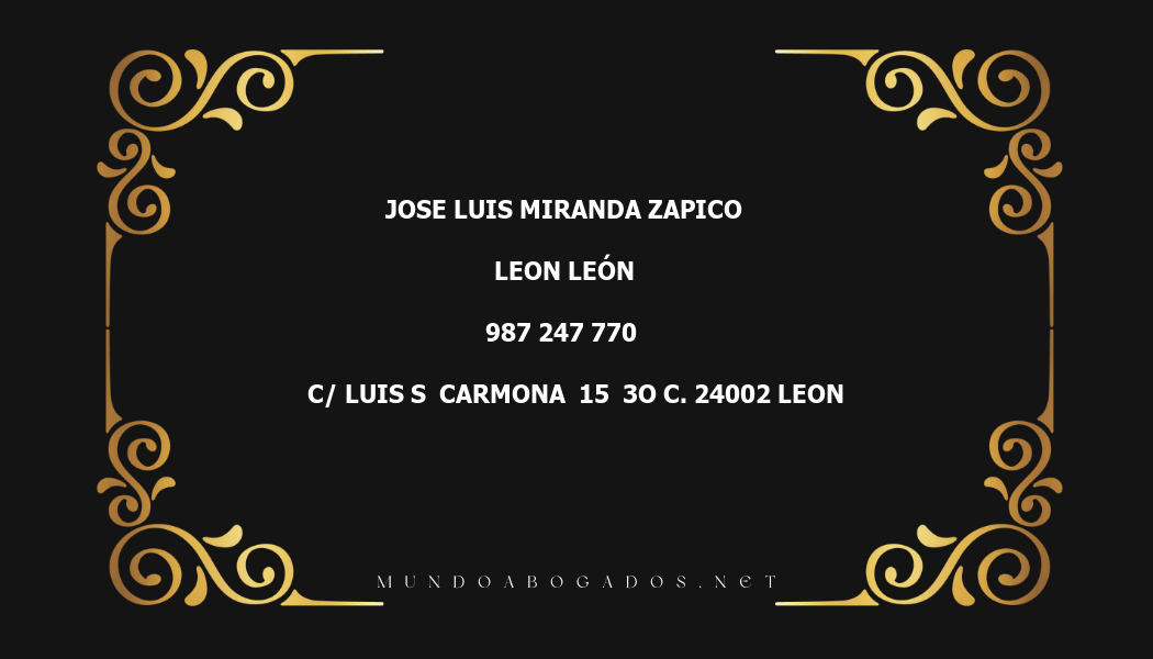 abogado Jose Luis Miranda Zapico en la localidad de Leon