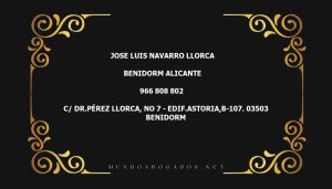 abogado Jose Luis Navarro Llorca en la localidad de Benidorm