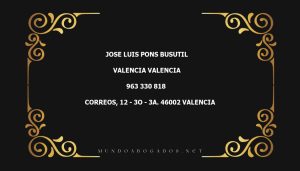 abogado Jose Luis Pons Busutil en la localidad de Valencia