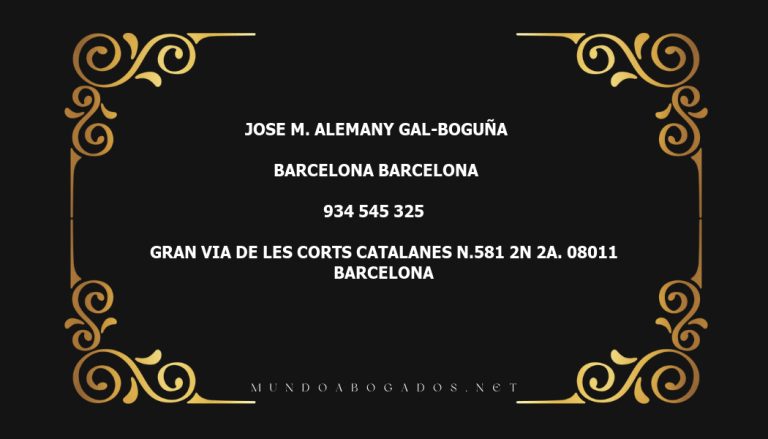 abogado Jose M. Alemany Gal-Boguña en la localidad de Barcelona