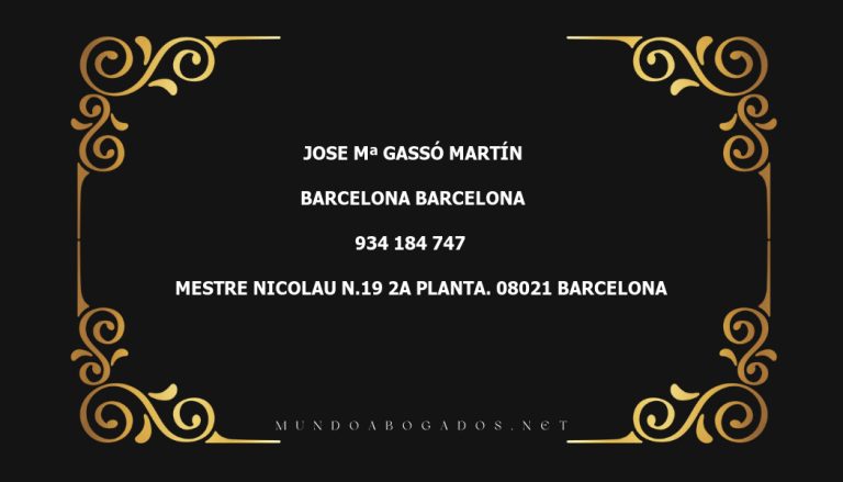 abogado Jose Mª Gassó Martín en la localidad de Barcelona