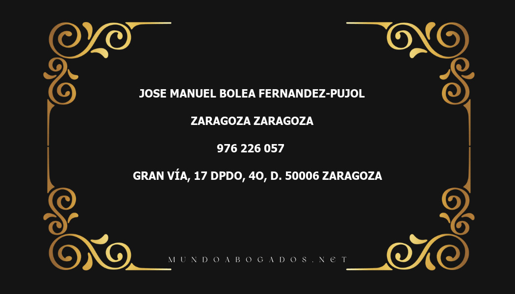 abogado Jose Manuel Bolea Fernandez-Pujol en la localidad de Zaragoza