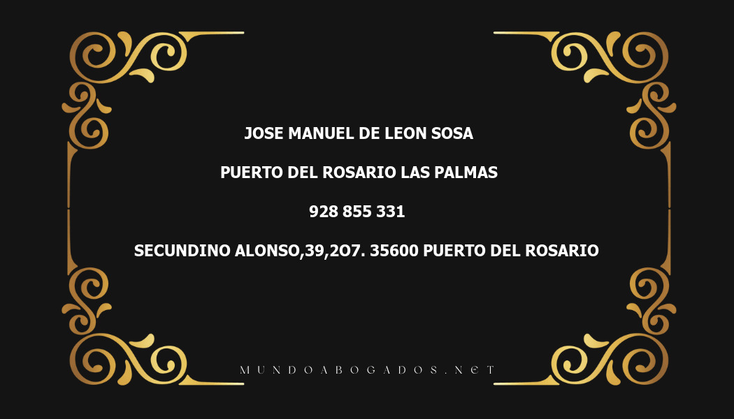 abogado Jose Manuel De Leon Sosa en la localidad de Puerto del Rosario