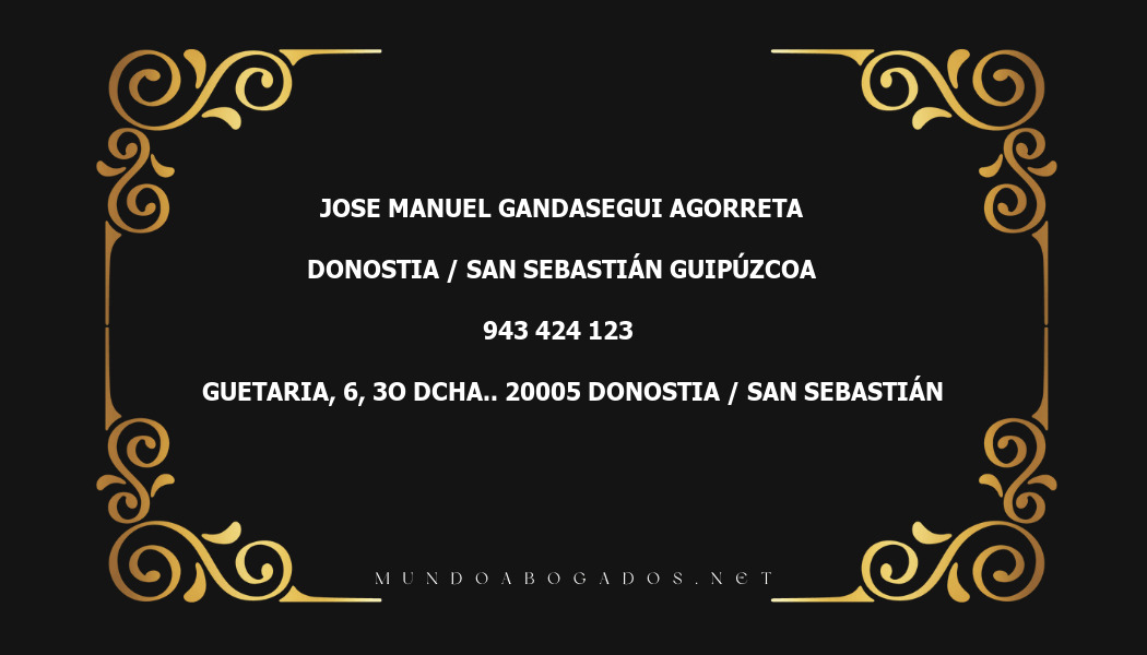 abogado Jose Manuel Gandasegui Agorreta en la localidad de Donostia / San Sebastián