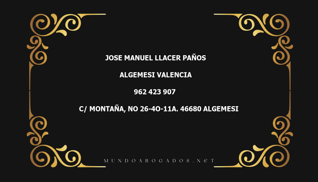 abogado Jose Manuel Llacer Paños en la localidad de Algemesi