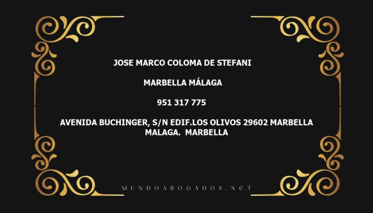 abogado Jose Marco Coloma De Stefani en la localidad de Marbella