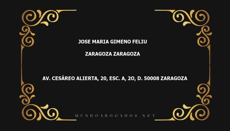 abogado Jose Maria Gimeno Feliu en la localidad de Zaragoza