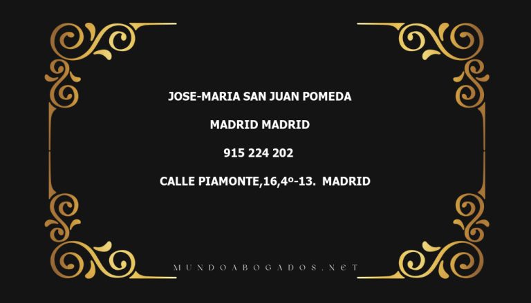 abogado Jose-Maria San Juan Pomeda en la localidad de Madrid