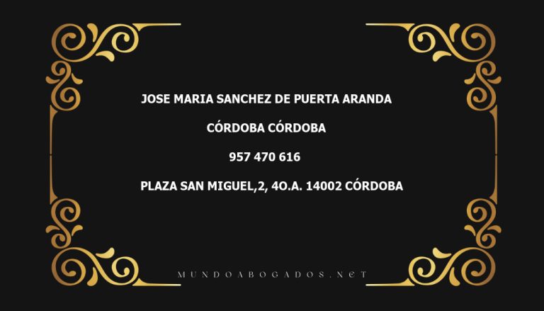 abogado Jose Maria Sanchez De Puerta Aranda en la localidad de Córdoba