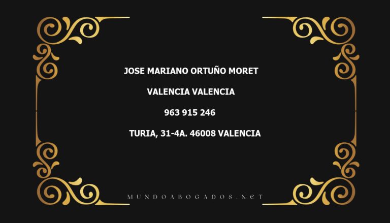 abogado Jose Mariano Ortuño Moret en la localidad de Valencia