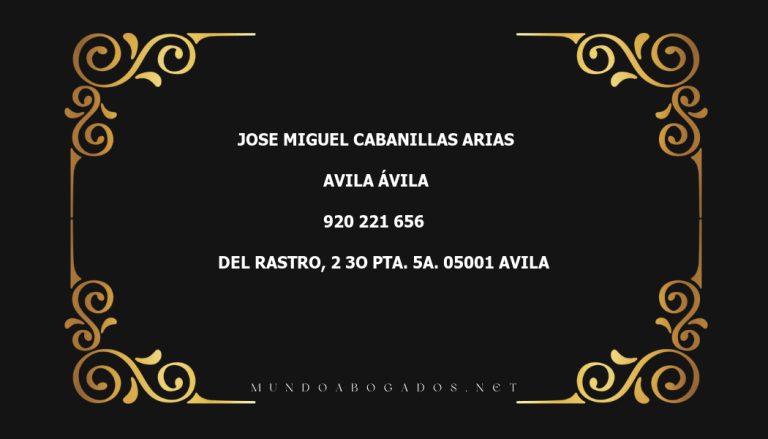 abogado Jose Miguel Cabanillas Arias en la localidad de Avila