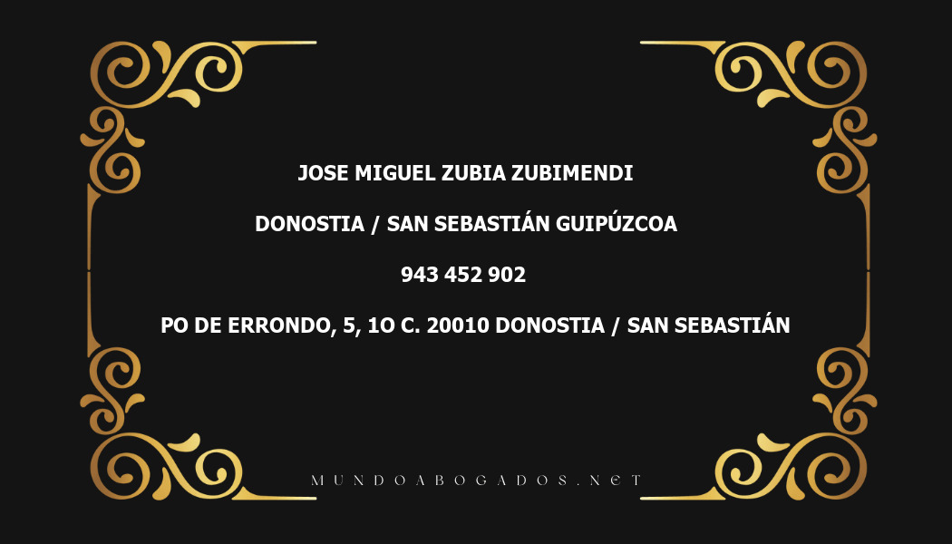 abogado Jose Miguel Zubia Zubimendi en la localidad de Donostia / San Sebastián