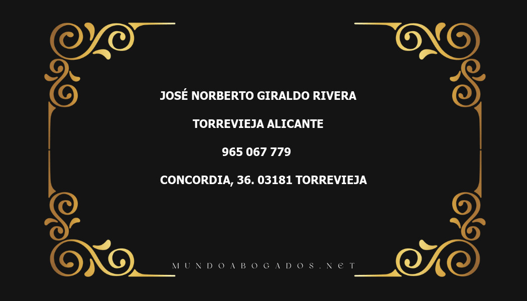 abogado José Norberto Giraldo Rivera en la localidad de Torrevieja