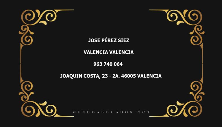 abogado Jose Pérez Siez en la localidad de Valencia