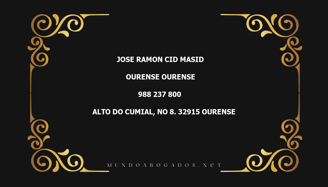 abogado Jose Ramon Cid Masid en la localidad de Ourense