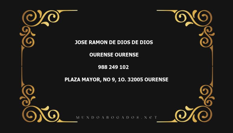 abogado Jose Ramon De Dios De Dios en la localidad de Ourense