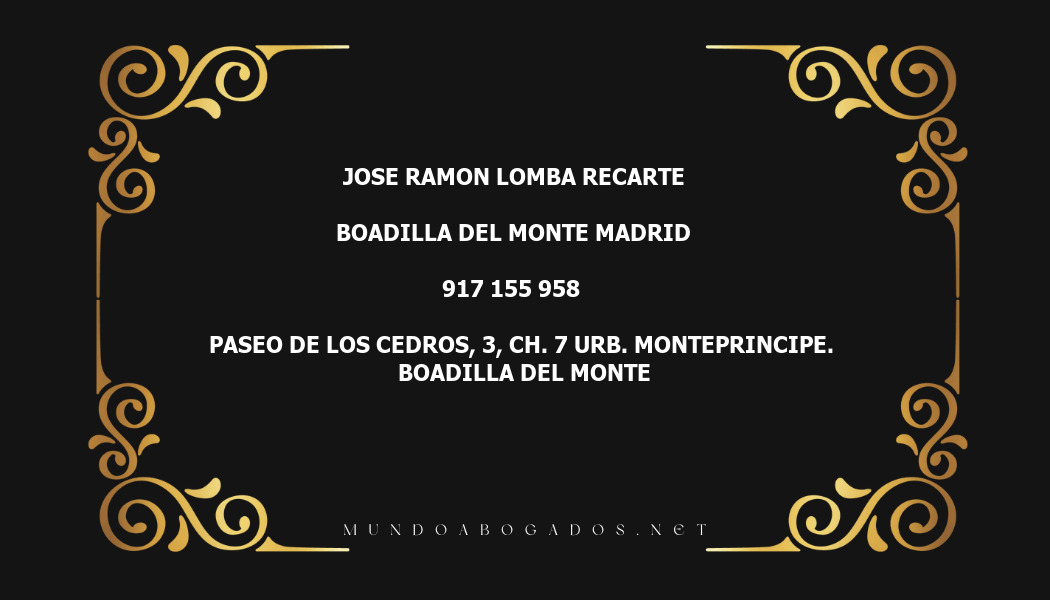 abogado Jose Ramon Lomba Recarte en la localidad de Boadilla del Monte