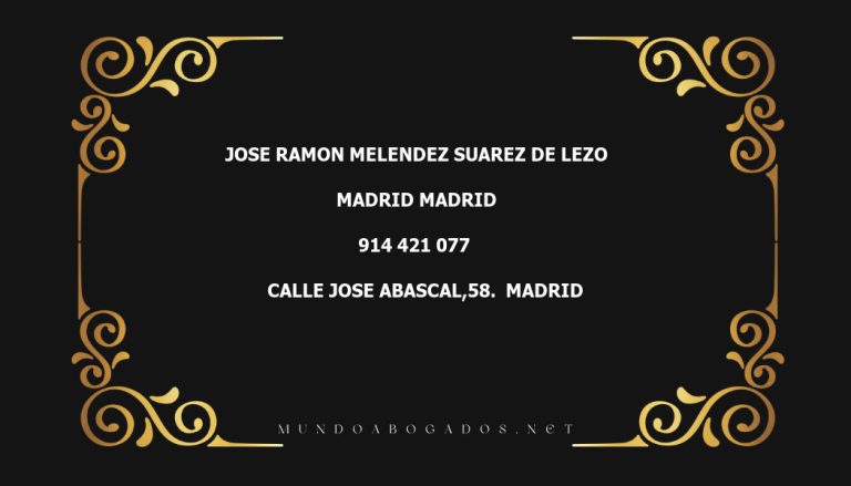 abogado Jose Ramon Melendez Suarez De Lezo en la localidad de Madrid