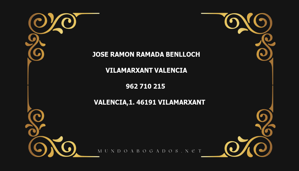 abogado Jose Ramon Ramada Benlloch en la localidad de Vilamarxant