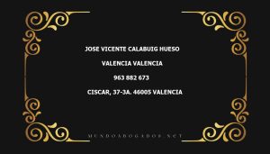 abogado Jose Vicente Calabuig Hueso en la localidad de Valencia