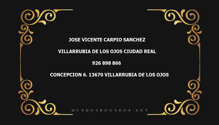 abogado Jose Vicente Carpio Sanchez en la localidad de Villarrubia de los Ojos