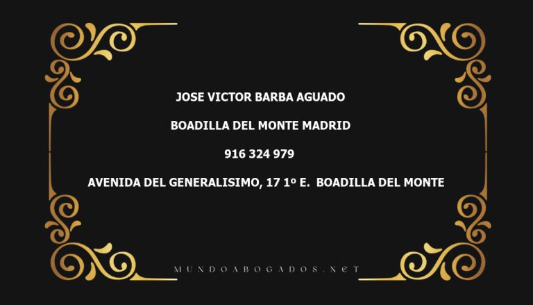 abogado Jose Victor Barba Aguado en la localidad de Boadilla del Monte