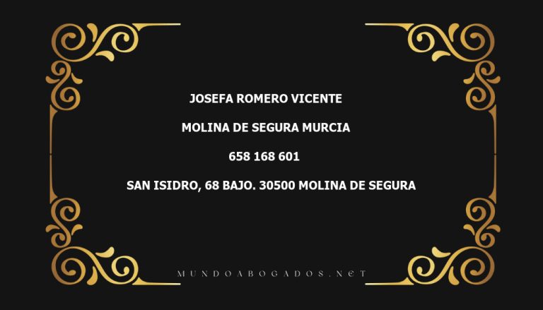 abogado Josefa Romero Vicente en la localidad de Molina de Segura