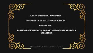 abogado Josefa Sansaloni Magraner en la localidad de Tavernes de la Valldigna