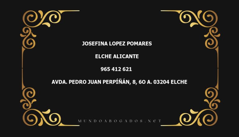 abogado Josefina Lopez Pomares en la localidad de Elche