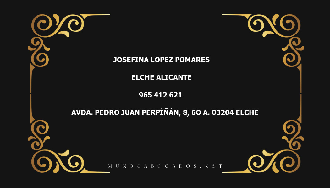 abogado Josefina Lopez Pomares en la localidad de Elche