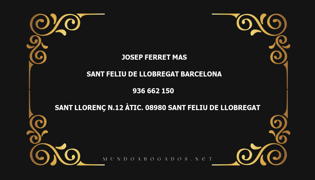 abogado Josep Ferret Mas en la localidad de Sant Feliu de Llobregat