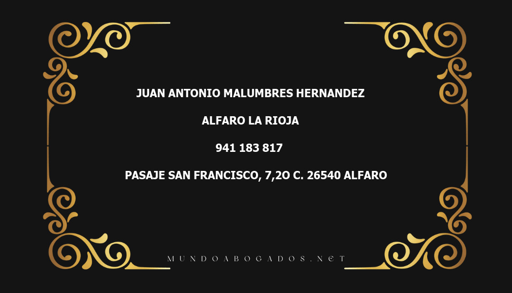 abogado Juan Antonio Malumbres Hernandez en la localidad de Alfaro